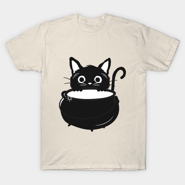 Halloween Witchy Black Cat T-Shirt by Mooxy